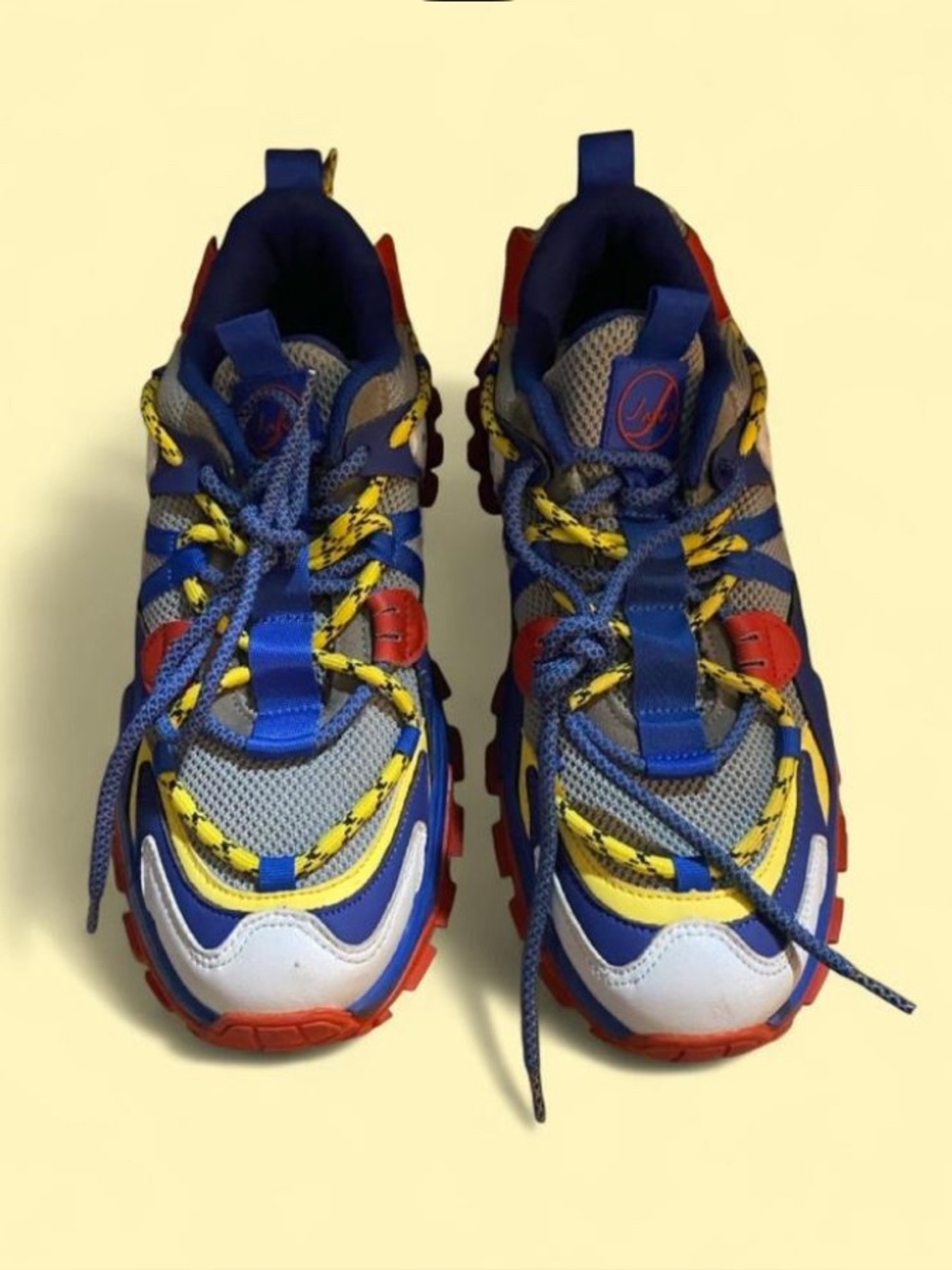 Men's Multi-Color Performance Sneakers - Blue/Yellow/Red